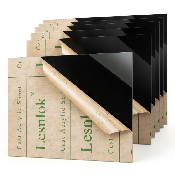 Lesnlok Black Acrylic Sheet 1/8" Commercial Grade 12x12 Panel-0