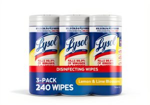 Lysol Disinfectant Wipes Lemon and Lime Blossom 80 Count Pack of 3-0