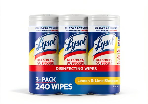Lysol Disinfectant Wipes Lemon and Lime Blossom 80 Count Pack of 3-0