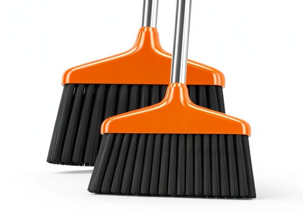 Handy Broom, Indoor/Outdoor Brooms, Duty Kitchen Broom, for Home Garage Kitchen Office Courtyard Lobby Patio Lawn Concrete (2, Orange)-0