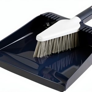 Casabella Wayclean Handheld Angled, Medium, Grey Dustpan and Brush Set, Green and Taupe-0