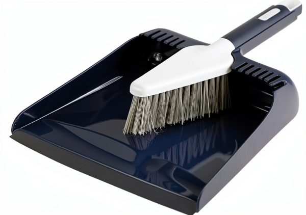 Casabella Wayclean Handheld Angled, Medium, Grey Dustpan and Brush Set, Green and Taupe-0