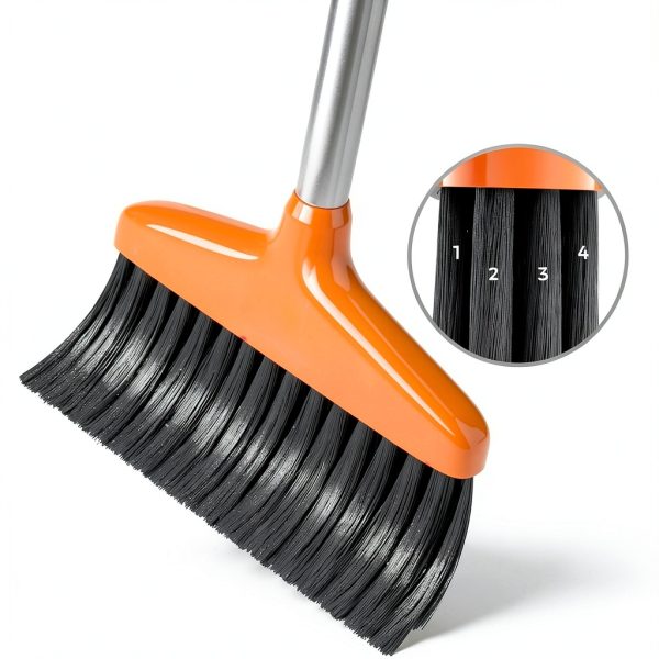 Handy Broom, Indoor/Outdoor Brooms, Duty Kitchen Broom, for Home Garage Kitchen Office Courtyard Lobby Patio Lawn Concrete (2, Orange)-1