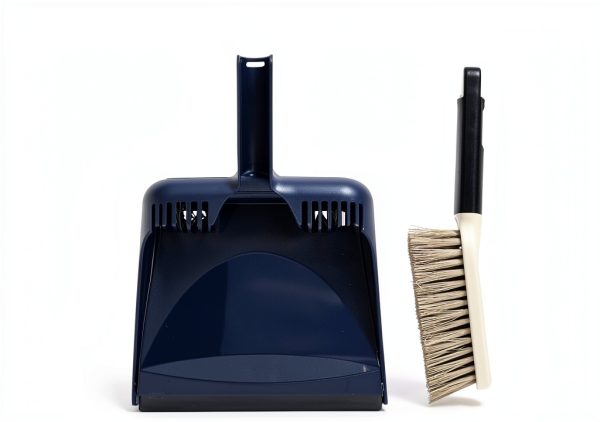 Casabella Wayclean Handheld Angled, Medium, Grey Dustpan and Brush Set, Green and Taupe-4