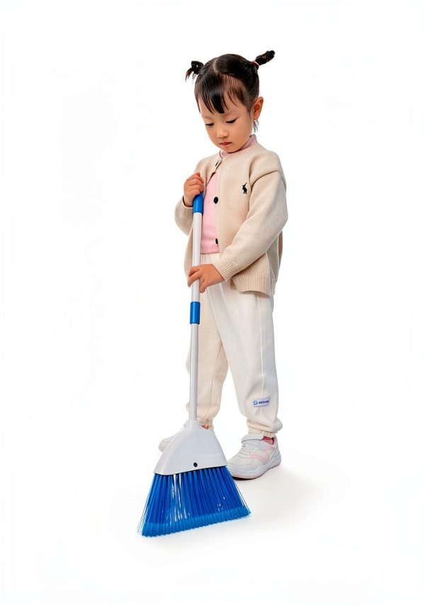 Small Broom BSMstone Hand Broom with Telescopic Metal Handle White-5