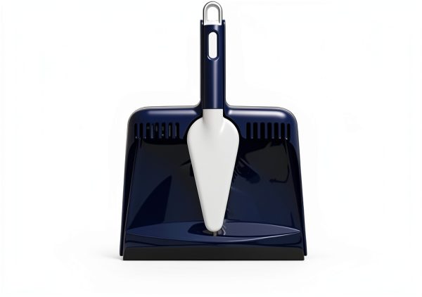 Casabella Wayclean Handheld Angled, Medium, Grey Dustpan and Brush Set, Green and Taupe-5