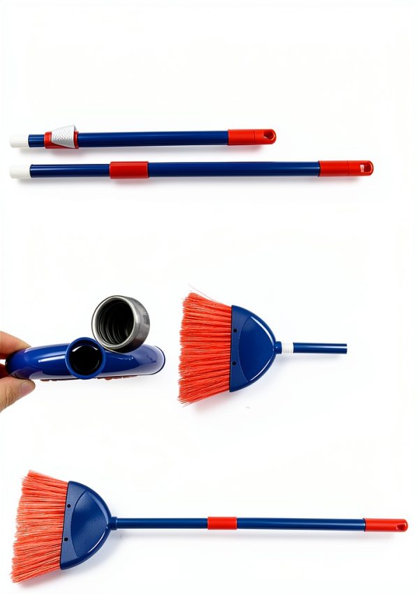 Small Broom BSMstone Hand Broom with Telescopic Metal Handle White-6