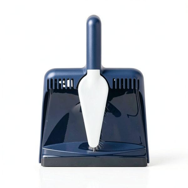 Casabella Wayclean Handheld Angled, Medium, Grey Dustpan and Brush Set, Green and Taupe-1