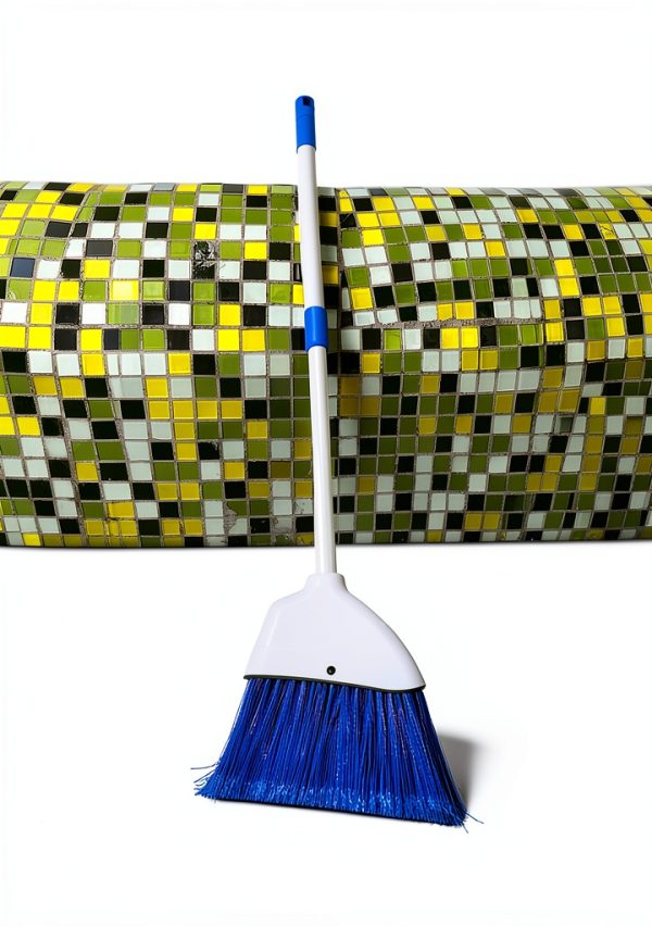 Small Broom BSMstone Hand Broom with Telescopic Metal Handle White-4